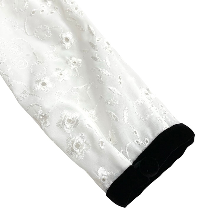 Mame Kurogouchi マメクロゴウチ Triacetate Georgette Embroidery Collar Dress ベルベットカラー ドレス ブラック 2 MM25FW-DR102
