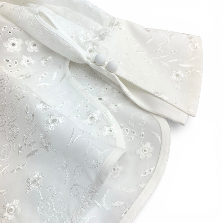 2025AW 未使用品 Mame Kurogouchi マメクロゴウチ Triacetate Georgette Floral Embroidery Top 花柄刺繍シフォンブラウス ホワイト 2 MM25FW-SH106