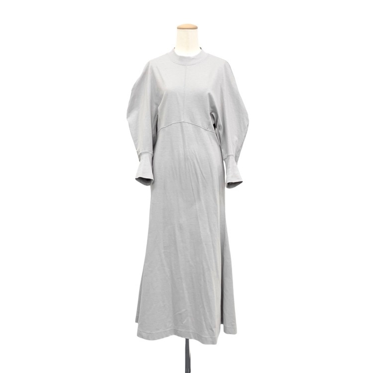 未使用品 Mame Kurogouchi マメクロゴウチ Cotton Jersey Flared Dress コットンジャージーフレアワンピース グレー 1 MM24FW-JS016