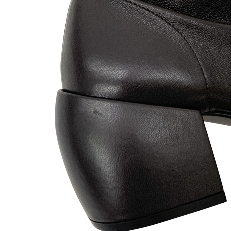DRIES VAN NOTEN ドリスヴァンノッテン チャンキーヒール レザー ショートブーツ スクエアトゥ ダークブラウン 36 WS242-1298-H65