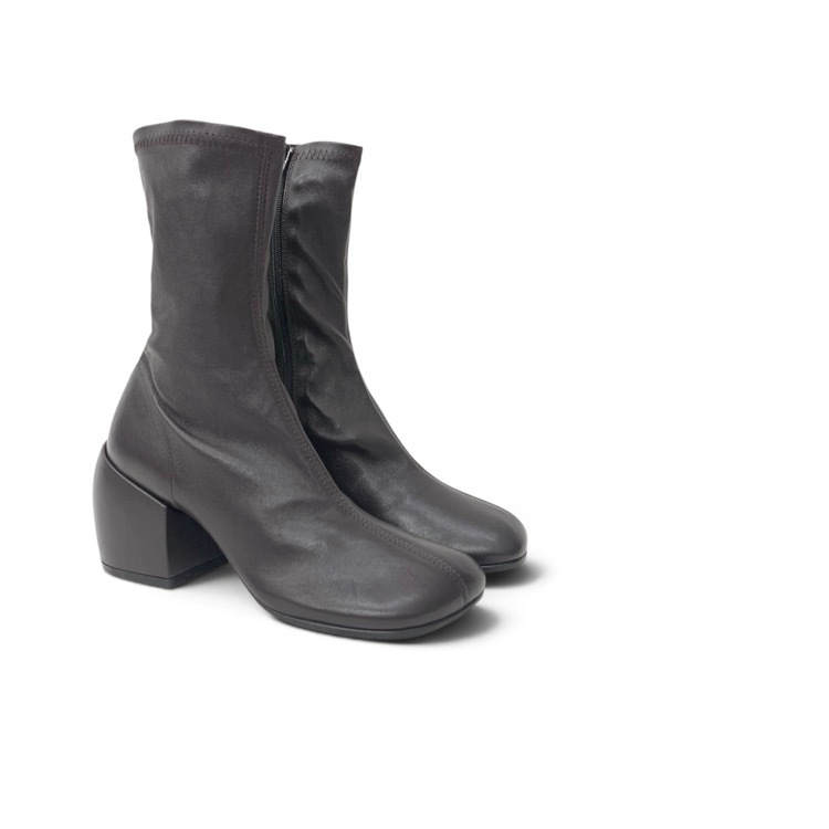 DRIES VAN NOTEN ドリスヴァンノッテン チャンキーヒール レザー ショートブーツ スクエアトゥ ダークブラウン 36 WS242-1298-H65
