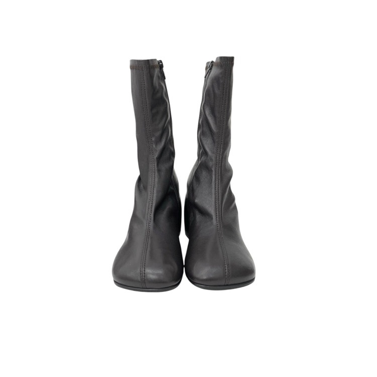 DRIES VAN NOTEN ドリスヴァンノッテン チャンキーヒール レザー ショートブーツ スクエアトゥ ダークブラウン 36 WS242-1298-H65