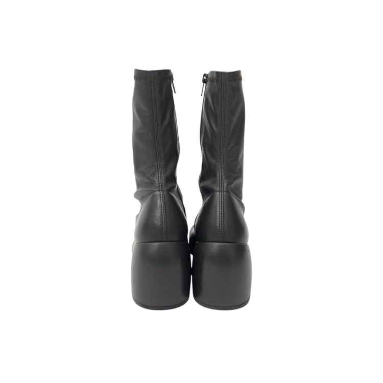 DRIES VAN NOTEN ドリスヴァンノッテン チャンキーヒール レザー ショートブーツ スクエアトゥ ダークブラウン 36 WS242-1298-H65