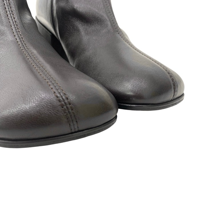 DRIES VAN NOTEN ドリスヴァンノッテン チャンキーヒール レザー ショートブーツ スクエアトゥ ダークブラウン 36 WS242-1298-H65