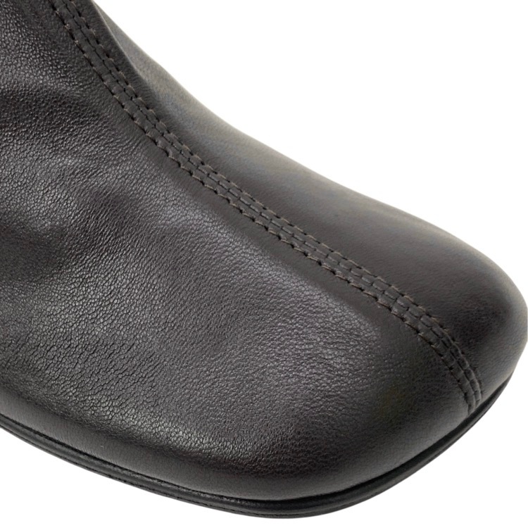 DRIES VAN NOTEN ドリスヴァンノッテン チャンキーヒール レザー ショートブーツ スクエアトゥ ダークブラウン 36 WS242-1298-H65