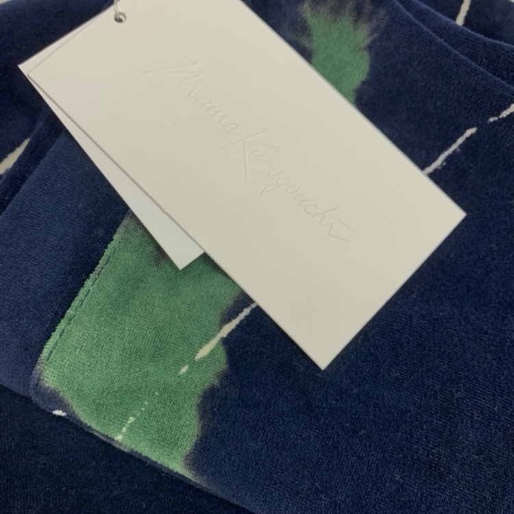 Mame Kurogouchi マメクロゴウチ “Kintsugi” Velour Jersey Leggings 金継ぎコットンベロアジャージーレギンス ネイビー 2 MM24FW-JS073