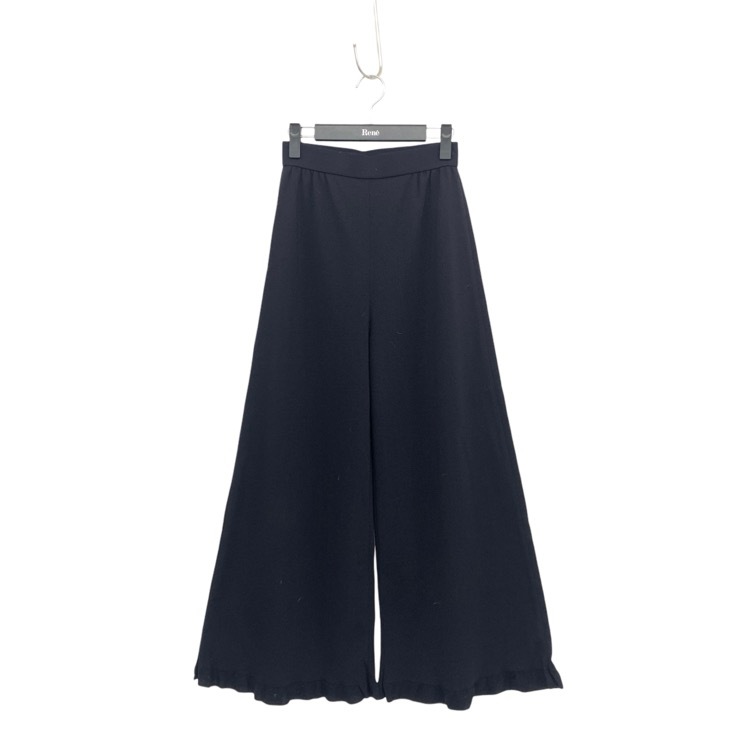 Rene ルネ 裾フリル ニットワイド パンツ ネイビー 34 6512270