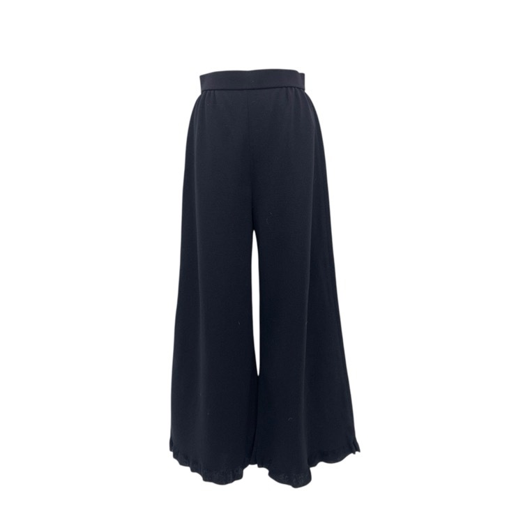 Rene ルネ 裾フリル ニットワイド パンツ ネイビー 34 6512270