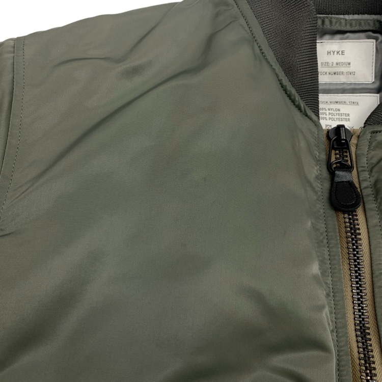 2024AW HYKE ハイク TYPE MA-1 JACKET ミリタリーブルゾン オリーブドラブ 2 17412