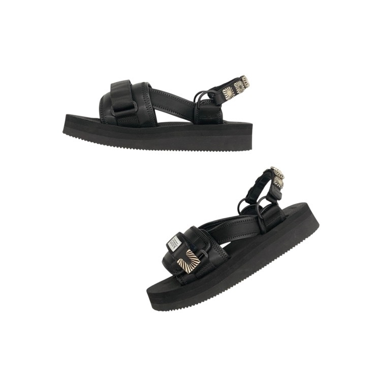 TOGA×SUICOKE トーガ×スイコック TONO トノ スタッズサンダル メタルパーツ ブラック 6/24cm TC241-AJ510