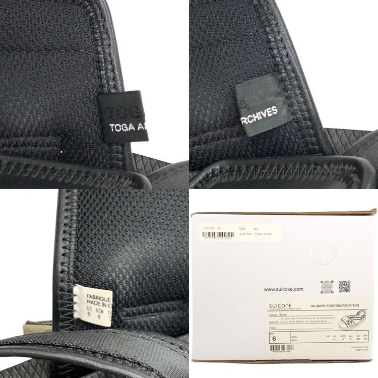 TOGA×SUICOKE トーガ×スイコック TONO トノ スタッズサンダル メタルパーツ ブラック 6/24cm TC241-AJ510