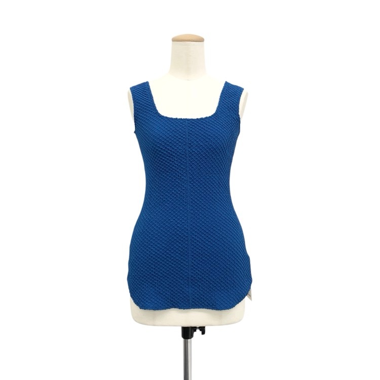 未使用品 Mame Kurogouchi マメクロゴウチ Shirring Jersey Jacquard Sleeveless Top シャーリングジャカードタンクトップ ブルー 1 MM24SS-JS015