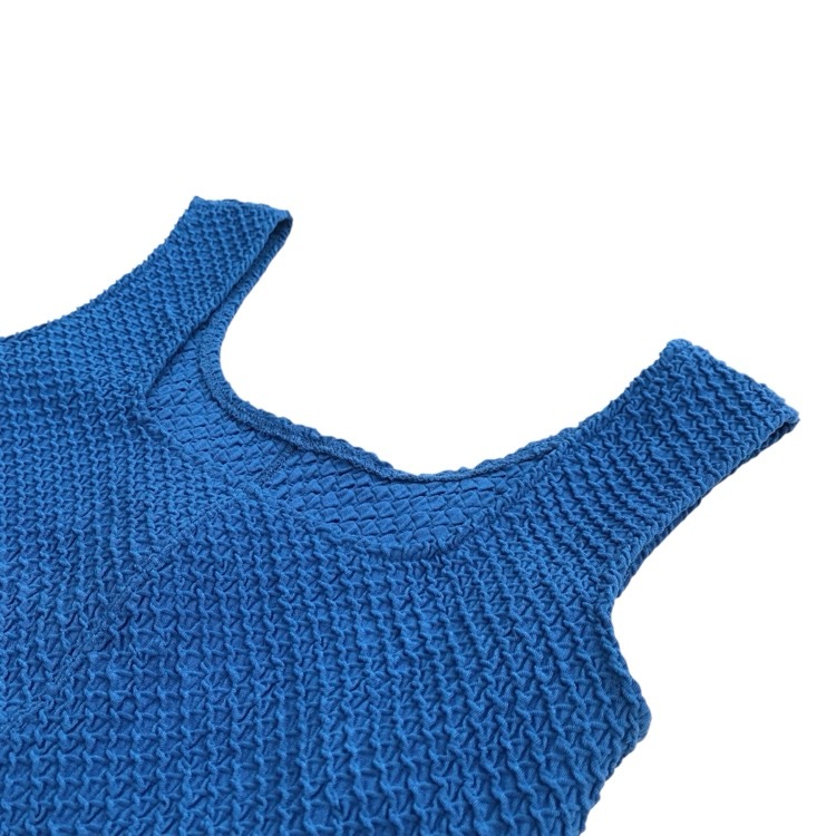 未使用品 Mame Kurogouchi マメクロゴウチ Shirring Jersey Jacquard Sleeveless Top シャーリングジャカードタンクトップ ブルー 1 MM24SS-JS015