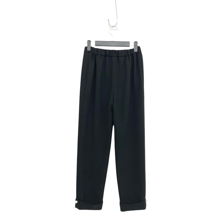 Rene ルネ パールボタン ストレッチ センタープレス パンツ ブラック 34 5145020