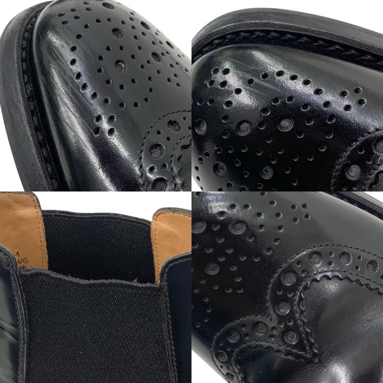 Church's チャーチ ポリッシュドバインダー ブローグ チェルシーブーツ サイドゴア ウィングチップ ブラック 37/24 cm DT0001