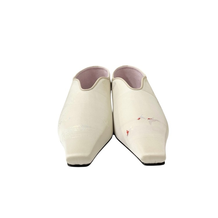 未使用品 24.5cm Mame Kurogouchi マメクロゴウチ Curved Line Low Heel Nature Pattern Babouche Shoes ジャカードパンプス MM25SS-AC309