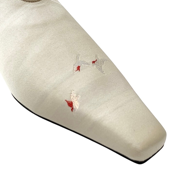 未使用品 24.5cm Mame Kurogouchi マメクロゴウチ Curved Line Low Heel Nature Pattern Babouche Shoes ジャカードパンプス MM25SS-AC309