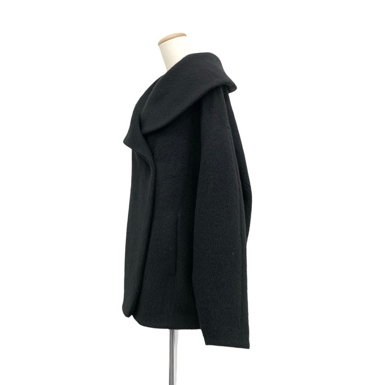 2025AW Mame Kurogouchi マメクロゴウチ Wool Arupaka Shawl Collar Short Cort ショールカラーショートコート ブラック 1 MM25FW-CO044