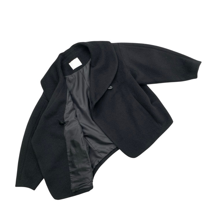 2025AW Mame Kurogouchi マメクロゴウチ Wool Arupaka Shawl Collar Short Cort ショールカラーショートコート ブラック 1 MM25FW-CO044