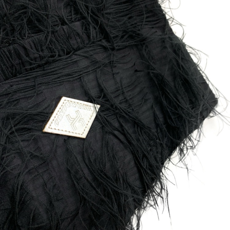 2024AW el conductorH コンダクター 5BUTTONS SHAGGY FRINGE VEST パールボタンフリンジベスト メンズ ブラック 2 PD24AJ03
