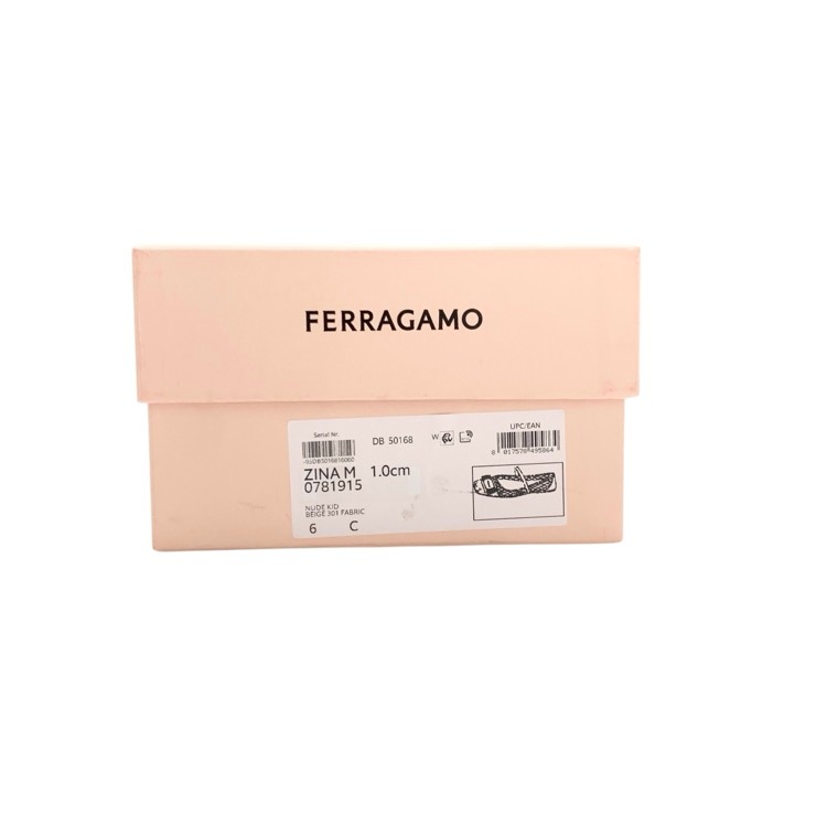2025年 FERRAGAMO フェラガモ バレリーナ100周年限定 ニューヴァラプレート メッシュ＆リボン ベージュ 6C