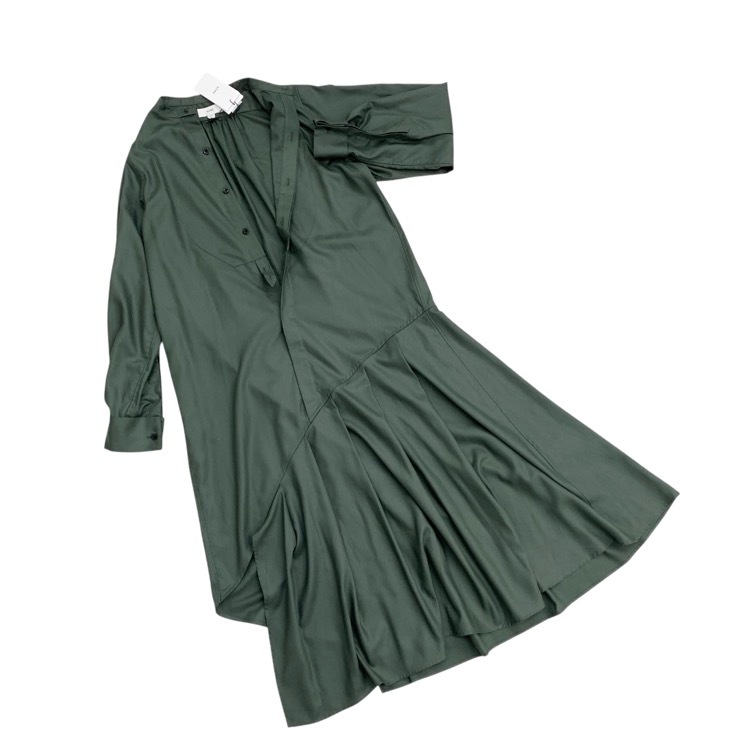 HYKE ハイク FD BOSOM SHIRT DRESS シャツワンピース アシンメトリーヘム オリーブドラブ 1 232-16190