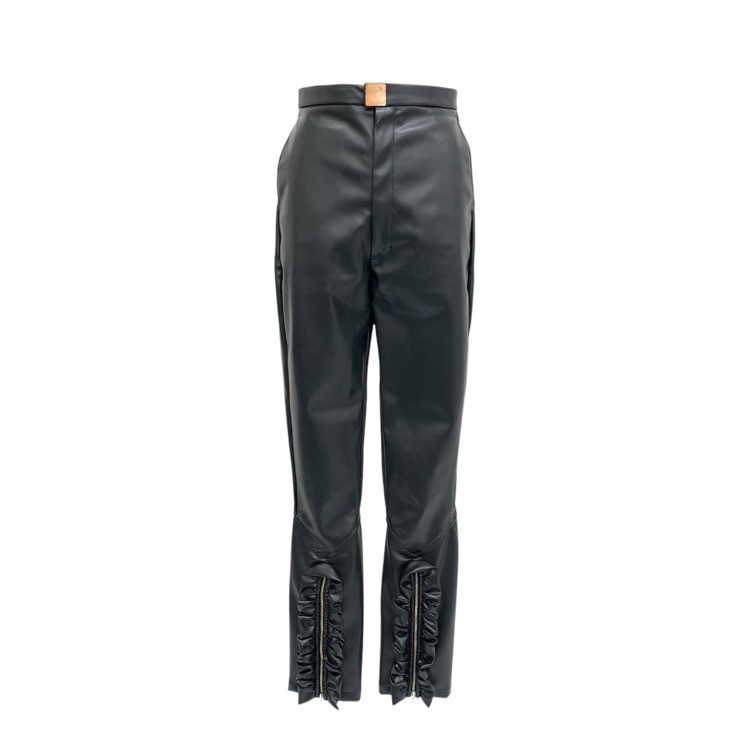 DECO depuis 1985 デコ ドゥピュイ フリルジップタイトパンツ FRONT FRILL ZIP TIGHT PANTS ブラック SS～Sサイズ相当
