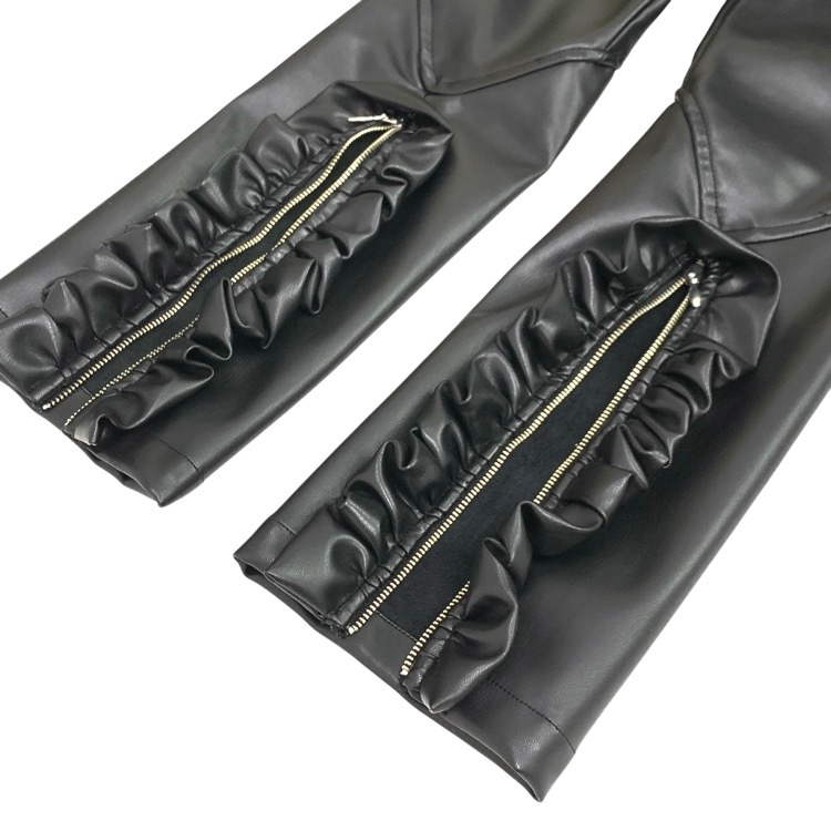 DECO depuis 1985 デコ ドゥピュイ フリルジップタイトパンツ FRONT FRILL ZIP TIGHT PANTS ブラック SS～Sサイズ相当