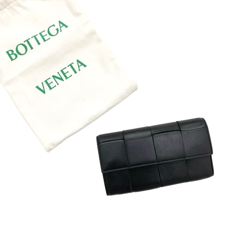 BOTTEGA VENETA ボッテガヴェネタ カセットラージフラップウォレット 長財布 ブラック