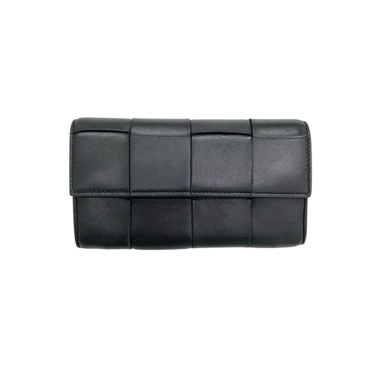 BOTTEGA VENETA ボッテガヴェネタ カセットラージフラップウォレット 長財布 ブラック