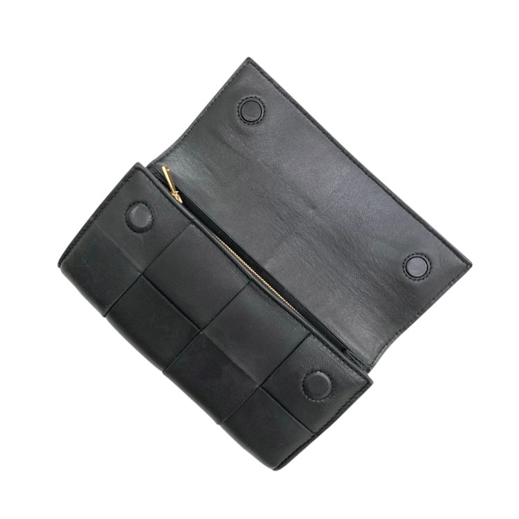 BOTTEGA VENETA ボッテガヴェネタ カセットラージフラップウォレット 長財布 ブラック