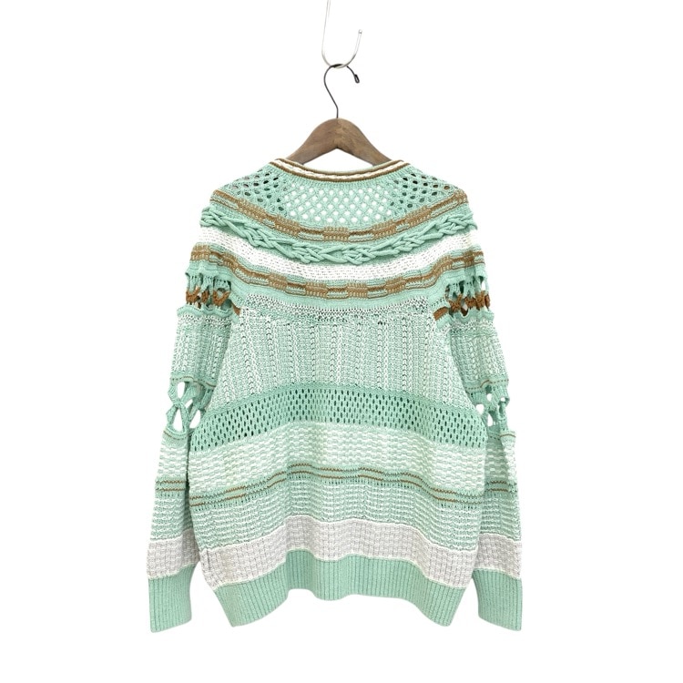 Mame Kurogouchi マメクロゴウチ Bamboo Basket Pattern Knitted Cardigan 花籠ニットカーディガン ミントグリーン 1 MM23SS-KN035