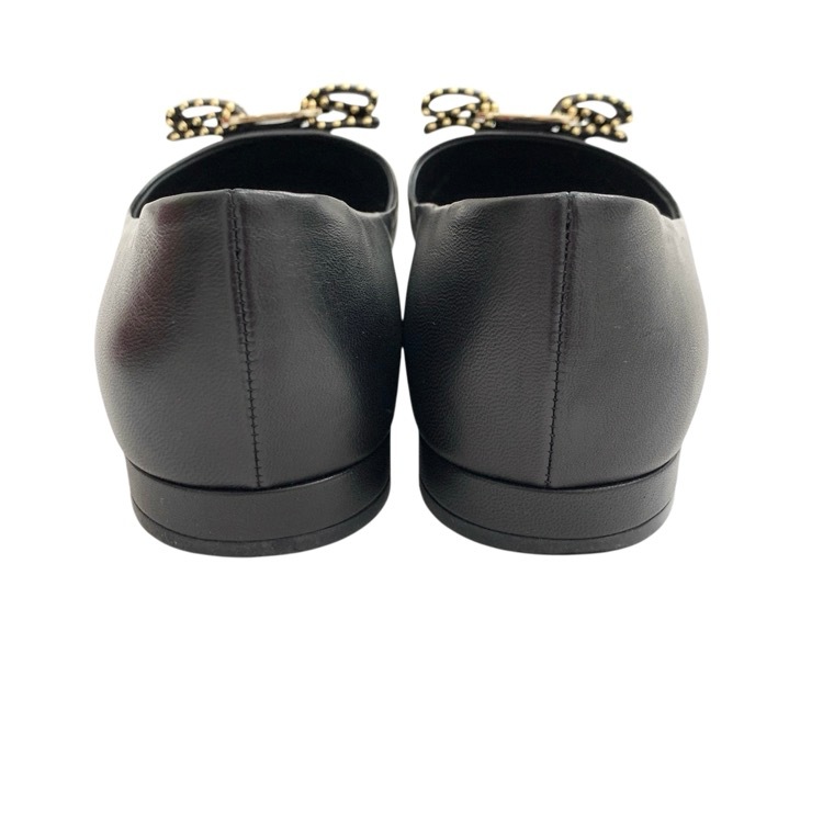 Salvatore Ferragamo フェラガモ VARINA CT スタッズヴァラリボン フラットシューズ ブラック 6 1/2D 0691365