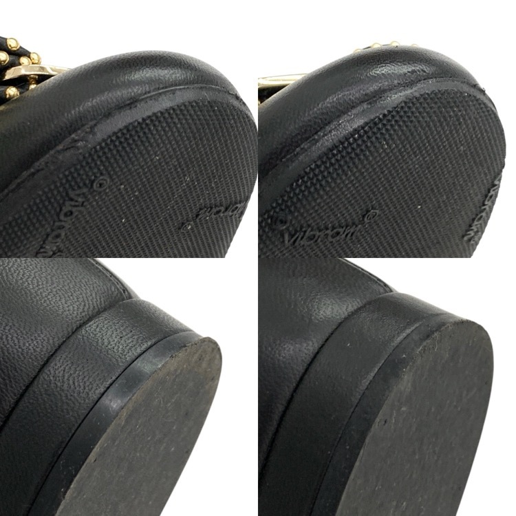 Salvatore Ferragamo フェラガモ VARINA CT スタッズヴァラリボン フラットシューズ ブラック 6 1/2D 0691365