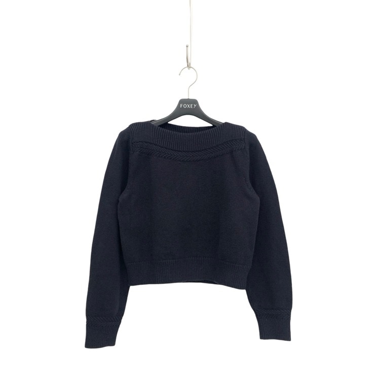 FOXEY NEWYORK フォクシー ニットトップ メレンゲ ボートネック ネイビー 38 43396-NSKOX602VT