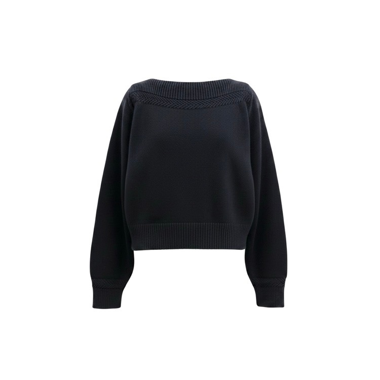 FOXEY NEWYORK フォクシー ニットトップ メレンゲ ボートネック ネイビー 38 43396-NSKOX602VT