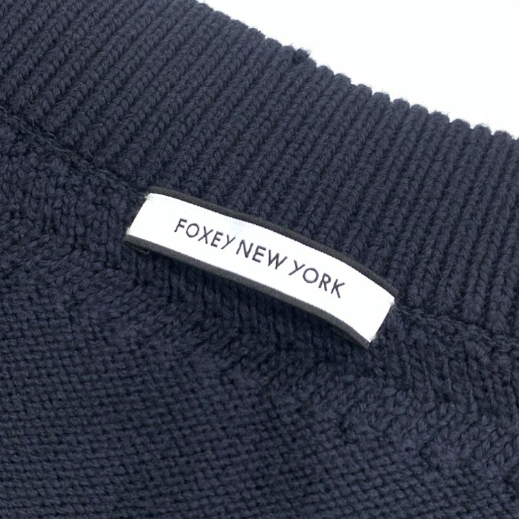 FOXEY NEWYORK フォクシー ニットトップ メレンゲ ボートネック ネイビー 38 43396-NSKOX602VT