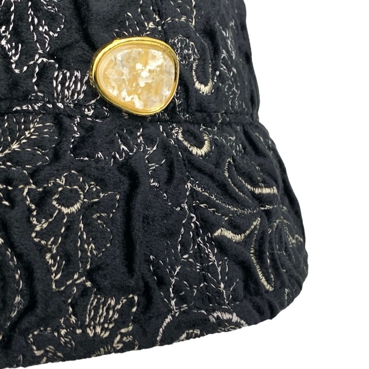 未使用品 MURRAL ミューラル Ice flower embroidery hat 氷花刺繍ハット ブラック Free 232081701013