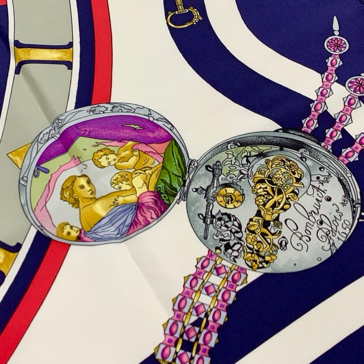 HERMES エルメス カレ90 Parmi les fleurs je compte les heures 花の中で過ごす時間 シルクスカーフ