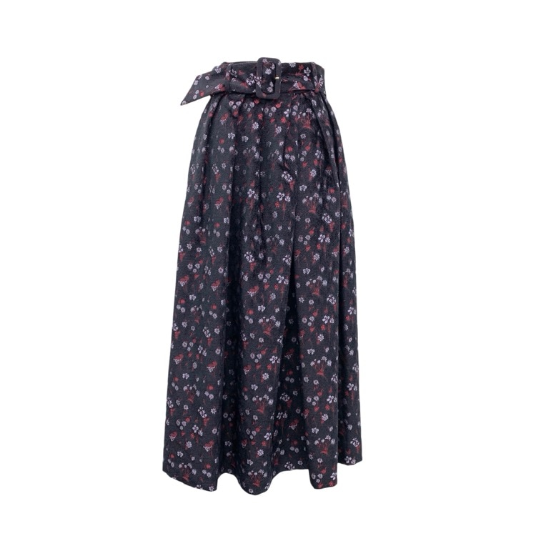 Mame Kurogouchi マメクロゴウチ Floral Jacquard Flared Skirt フローラルジャガードフレアスカート ブラック 2 MM22PF-SK704
