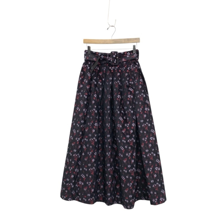 Mame Kurogouchi マメクロゴウチ Floral Jacquard Flared Skirt フローラルジャガードフレアスカート ブラック 2 MM22PF-SK704
