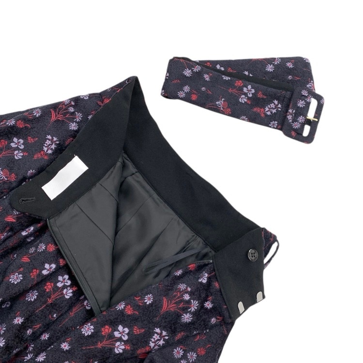 Mame Kurogouchi マメクロゴウチ Floral Jacquard Flared Skirt フローラルジャガードフレアスカート ブラック 2 MM22PF-SK704
