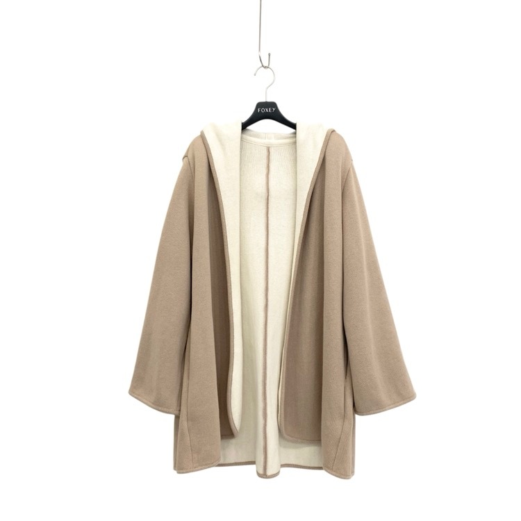 FOXEY フォクシー ハーフトーン カーディガン コットン・カシミヤ ベージュ ホワイト F 37651-KACFN401L0