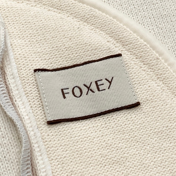 FOXEY フォクシー ハーフトーン カーディガン コットン・カシミヤ ベージュ ホワイト F 37651-KACFN401L0