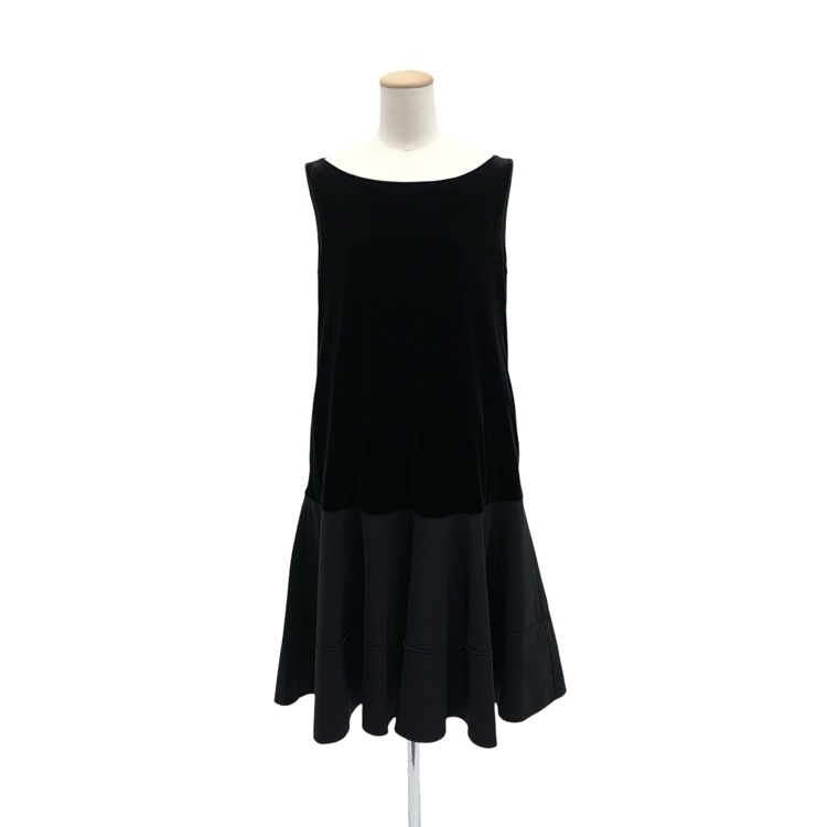 VELOUR NOIR by FOXEY フォクシー ドレス ベロアブロッサム 異素材切替 ブラック 38 39835-VSOOA