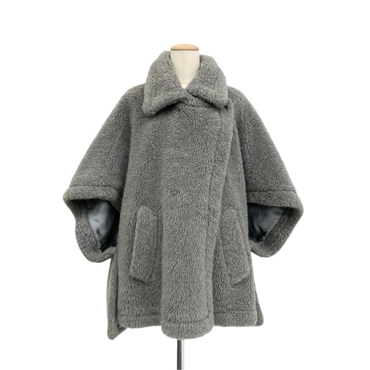 MaxMara マックスマーラ テディ ベア ケープ ボア コート グレー 473609236