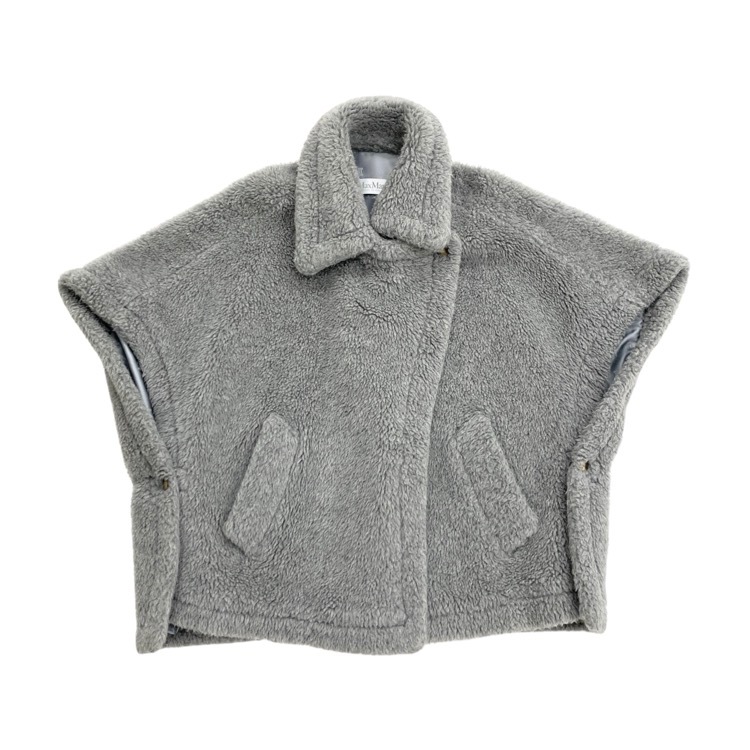 MaxMara マックスマーラ テディ ベア ケープ ボア コート グレー