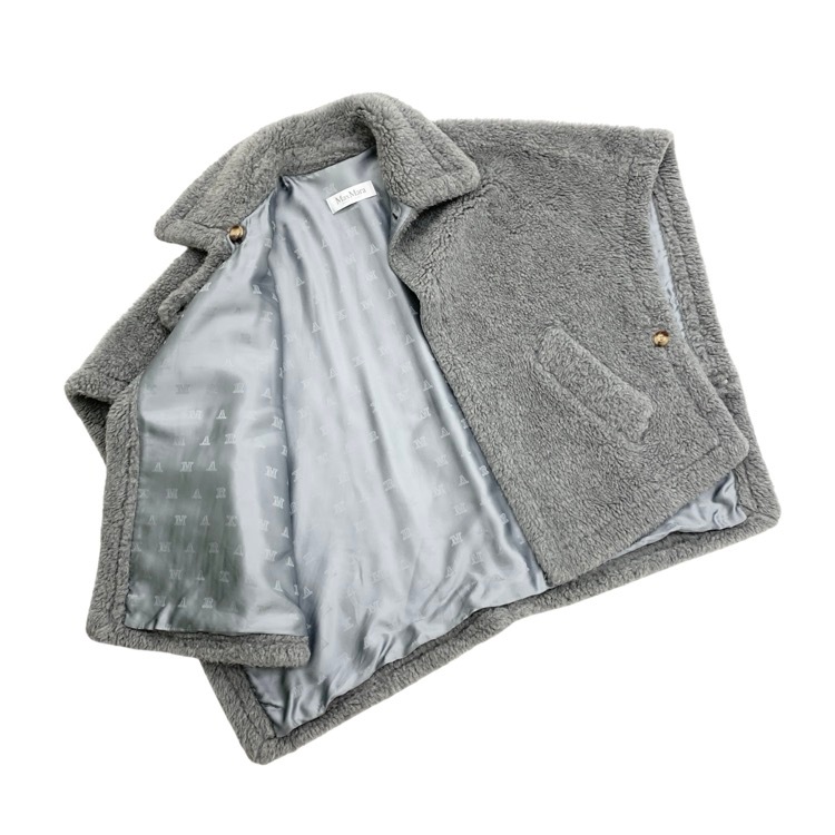 MaxMara マックスマーラ テディ ベア ケープ ボア コート グレー