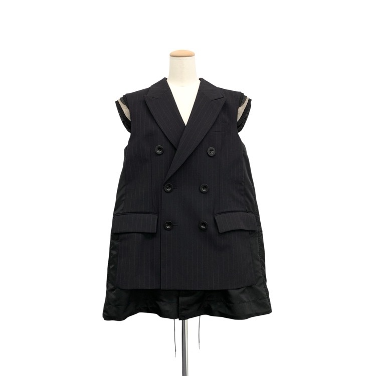未使用品 2024SS sacai サカイ Chalk Stripe Vest チョークストライプベスト ジレ グレー 2 24-07118