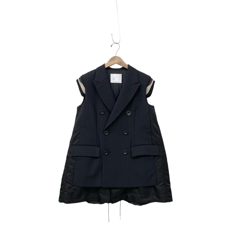 未使用品 2024SS sacai サカイ Chalk Stripe Vest チョークストライプベスト ジレ グレー 2 24-07118